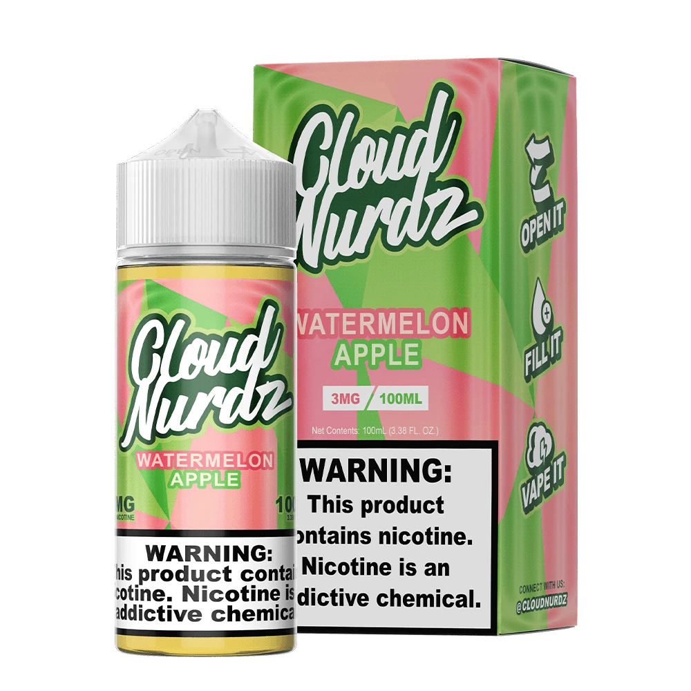 VTM B2C Warehouse Watermelon Apple 100ml E-Juice By Cloud Nurdz Synthetic E-Liquids